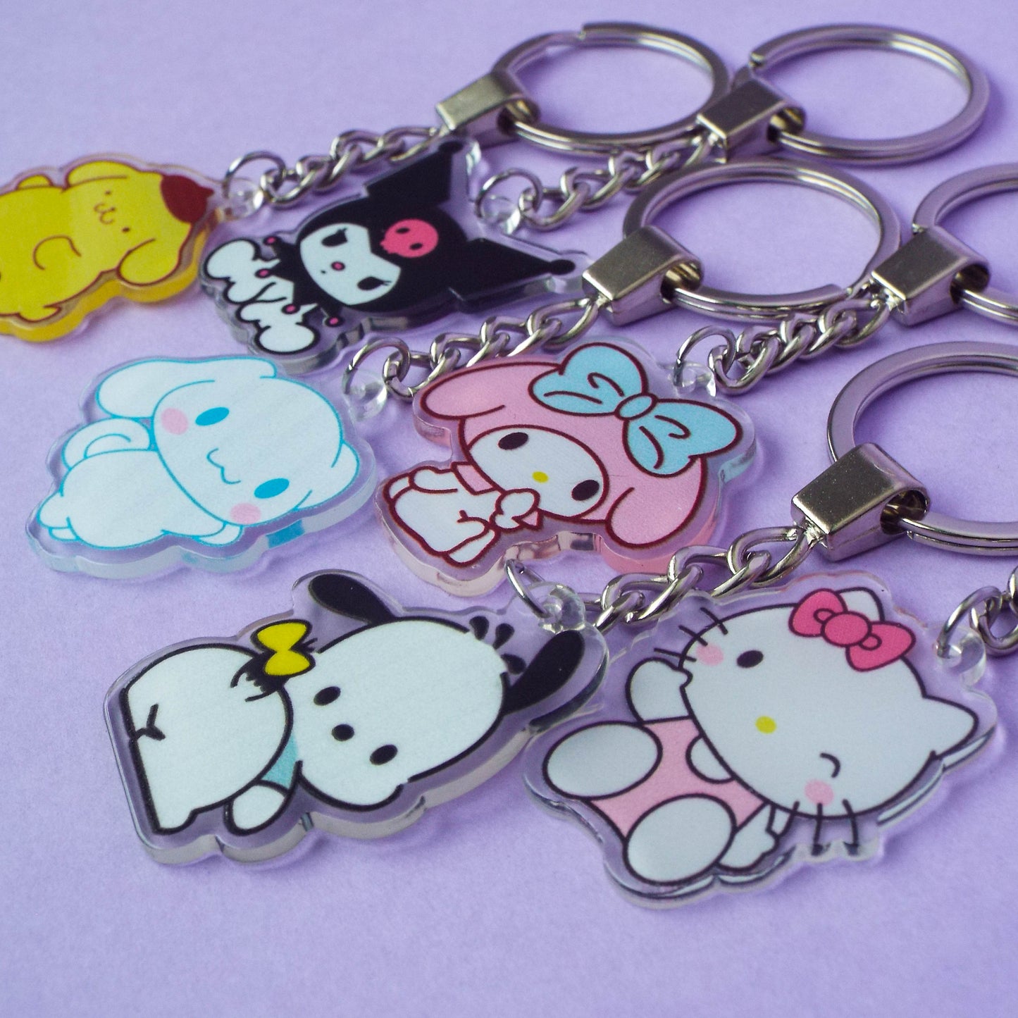 Llaveros Sanrio - Pompompurin, Pochacco, Cinnamoroll, Hello Kitty, Kuromi, My Melody